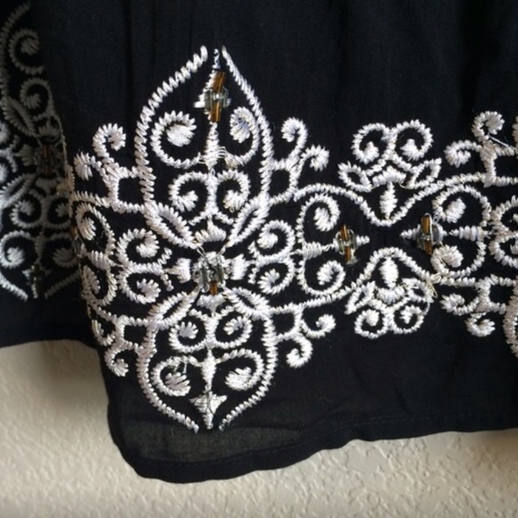 White House Black Market || Embroidered & Jeweled Full Midi Skirt - Picture 3 of 4